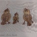 Seidenbatik, Marita Kiesche, Motiv: Drei Spatzen - Bild 1